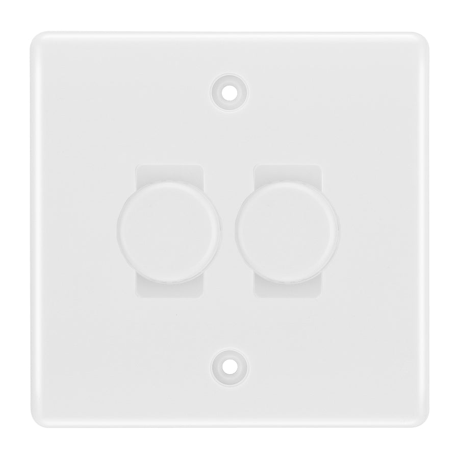 BG White 2 Gang Trailing Edge LED Dimmer Light Switch 2 Way Custom Switch
