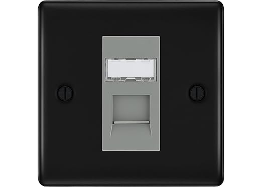 BG Nexus Matt Black Single 1 Gang RJ45 Data Socket NFBRJ451G Grey Insert