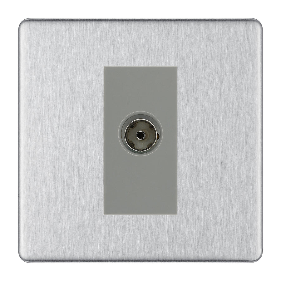 BG Screwless Brushed Steel Co-axial Socket FBS60G