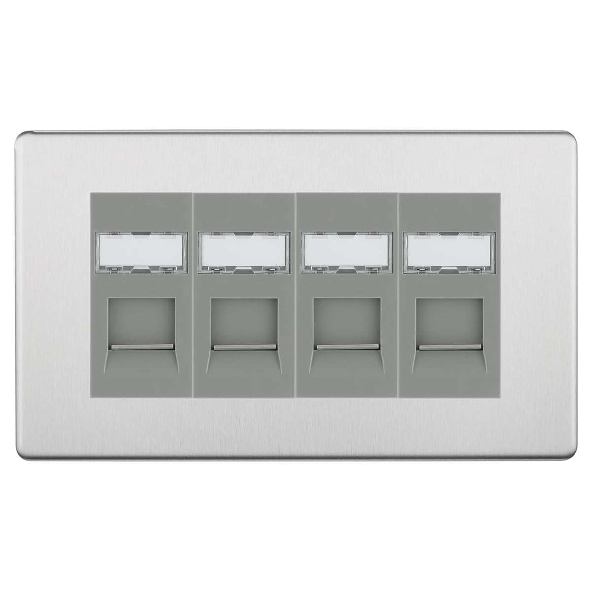 BG Screwless Brushed Steel 4 Gang RJ45 Cat6 Data Socket O...– The ...