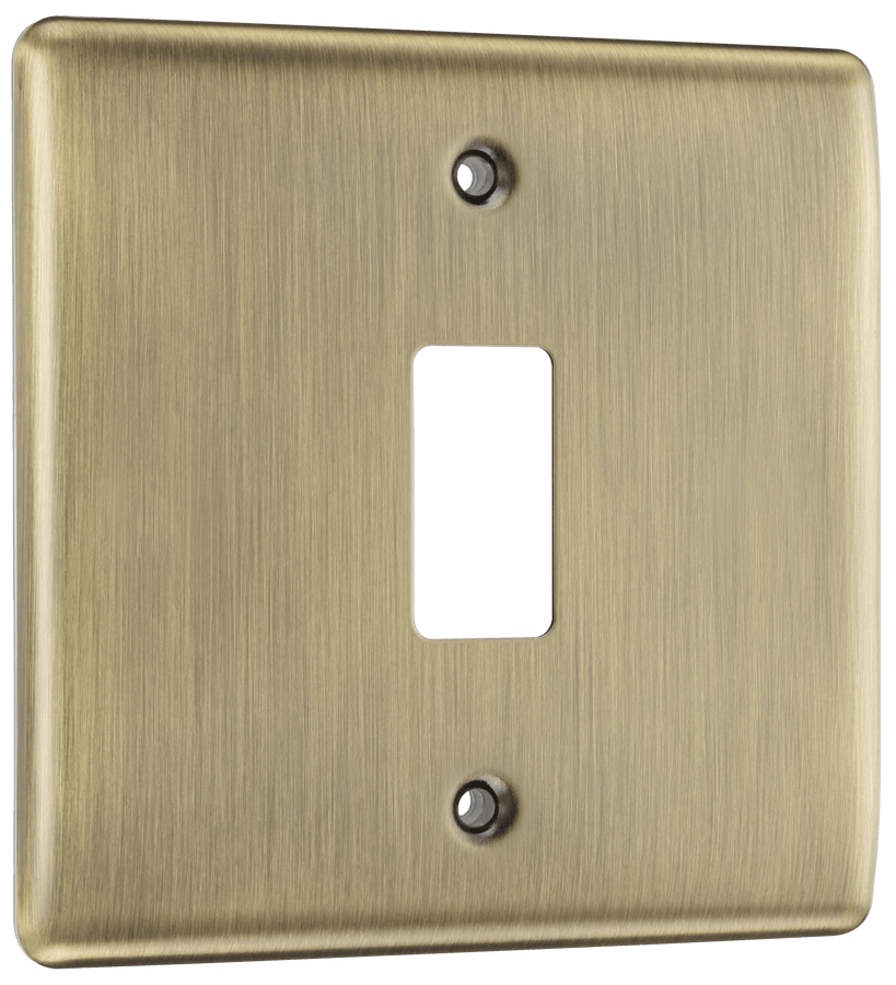 BG RNAB1 Nexus Metal Antique Brass 1 Module Grid Front Plate