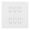BG Evolve Pearlescent White 6 Gang Intermediate Custom Grid Light Switch
