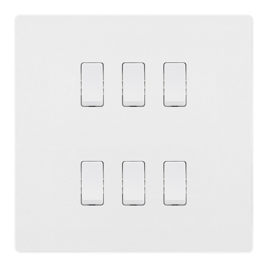 BG Evolve Pearlescent White 6 Gang Intermediate Custom Grid Light Switch