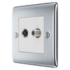 BG Nexus Polished Chrome 2 Gang 1x Co-Axial 1x Satellite Socket NPC65 with 35mm Steel Back Box
