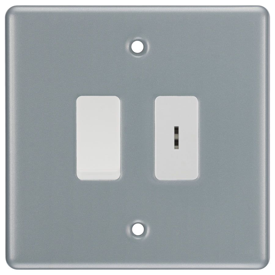 BG Metal Clad 2 Gang 2 Way SP Key Switch with 2 Way Single Pole Switch