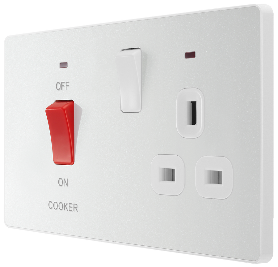 BG PCDCL70W Pearlescent White Evolve 45A 2 Pole Cooker Control Unit 13A ...