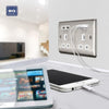 BG NBS24U44W Nexus Metal Brushed Steel 2 Gang 13A 4x USB-A 4.2A Unswitched Socket - White Insert