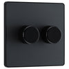 BG Evolve PCDMG82B Matt Grey 2 Gang 200W Dimmer Switch - Black Insert