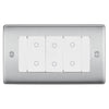 BG Nexus Brushed Steel Triple Secondary Touch Dimmer Switch White Inserts NBSTDS3W