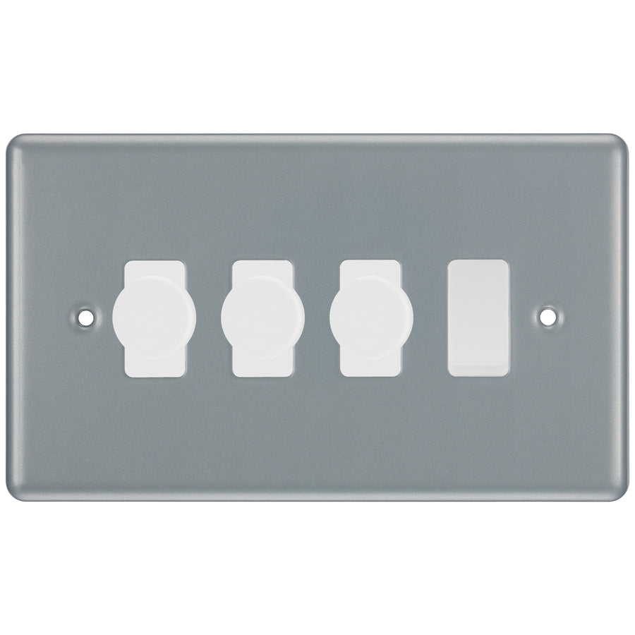 BG Metal Clad 4 Gang Light Switch 3x LED Dimmer 1x 2 Way Custom Switch