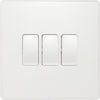 BG PCDCL43W Pearlescent White Evolve 3 Gang 20A 16AX 2 Way Light Switch - White Insert
