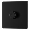 BG Screwless Matt Black 200W 2 Way Single Trailing Edge Dimmer Switch FFB81 with 35mm Steel Back Box
