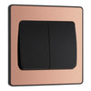 BG Evolve Polished Copper 2G Wide Rocker Light Switch PCDCP42WB with 35mm Steel Back Box