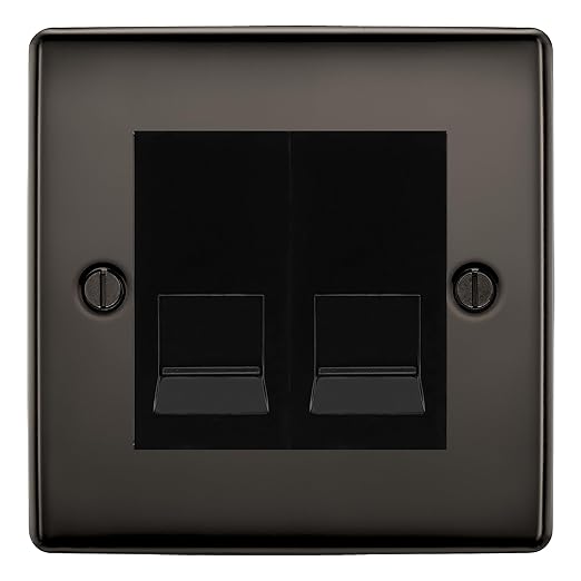 BG Nexus Black Nickel Double IDC Secondary Telephone Socket - Black Insert