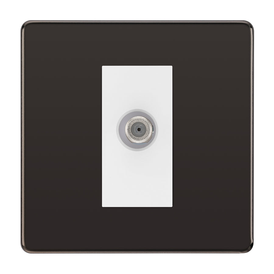 BG Screwless Black Nickel Satellite Socket FBN64W