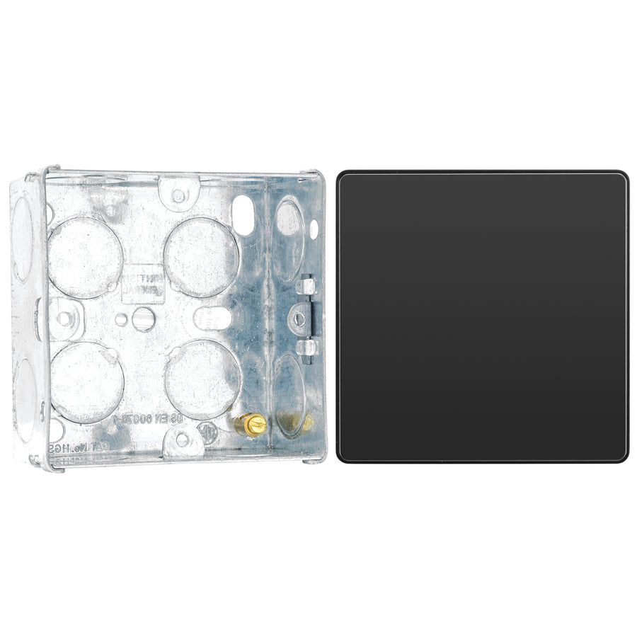 BG Evolve Black Chrome Single Blank Plate PCDBC94B with 35mm Steel Back Box
