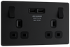 PCDMB22U3B Front - This Evolve Matt Black 13A double power socket from British General comes with two USB charging ports, allowing you to plug in an electrical device and charge mobile devices simultaneously without having to sacrifice a power socket. 