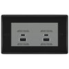 BG Nexus Matt Black 4G Faceplate with 45W USB A+C Charger Modules - Grey Insert