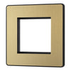 BG Evolve Satin Brass 45A Flex Outlet Euro Module | Black Insert