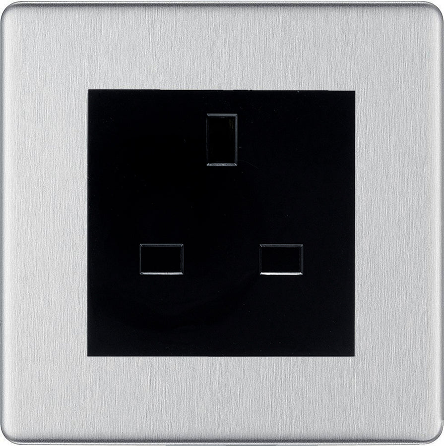 BG Nexus Screwless Brushed Steel 13A Unswitched Socket FBSUSSB