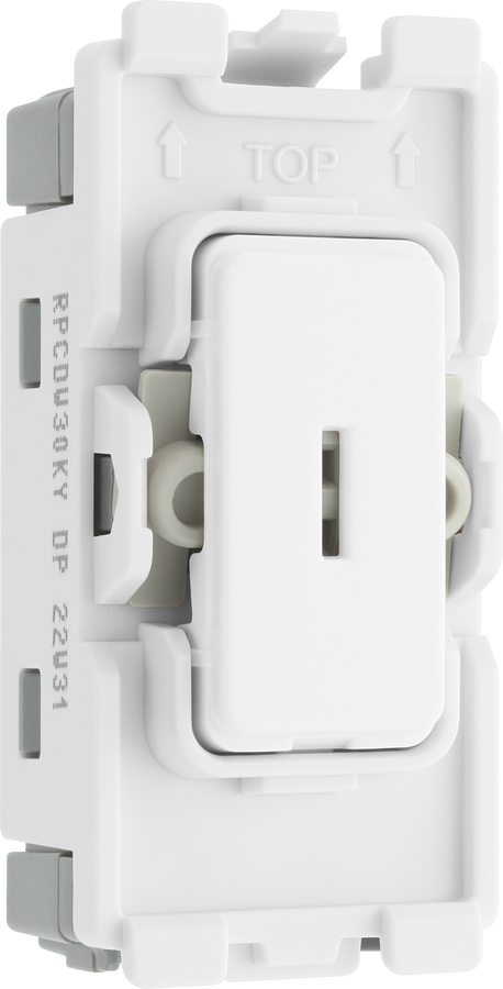 BG RPCDW30KY Evolve Grid White 20A 20AX 2 Pole Secret Key Switch Module