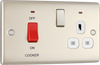  NPR70W Front - This 45A cooker control unit from British General includes a 13A socket for an additional appliance outlet, and has flush LED indicators above the socket and switch