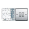 BG Nexus Polished Chrome 20A 16AX 2 Way Double Light Switch NPC42 with 35mm Steel Back Box