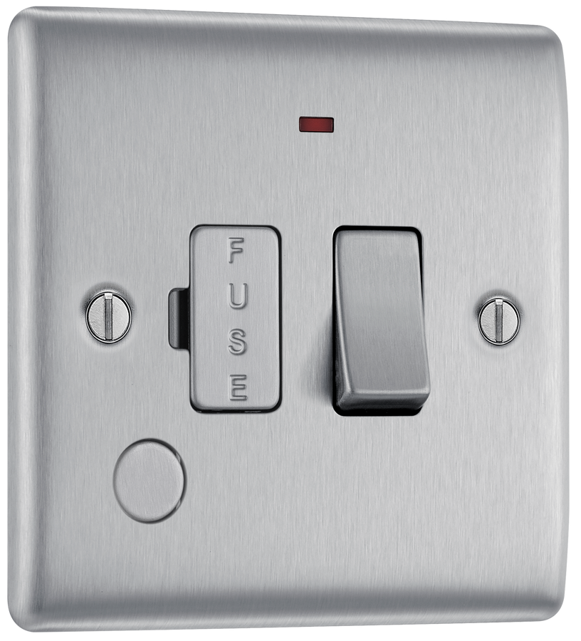 NBS53 Front - This 13A fused and switched connection unit with power indicator from British General provides an outlet from the mains containing the fuse ideal for spur circuits and hardwired appliances.