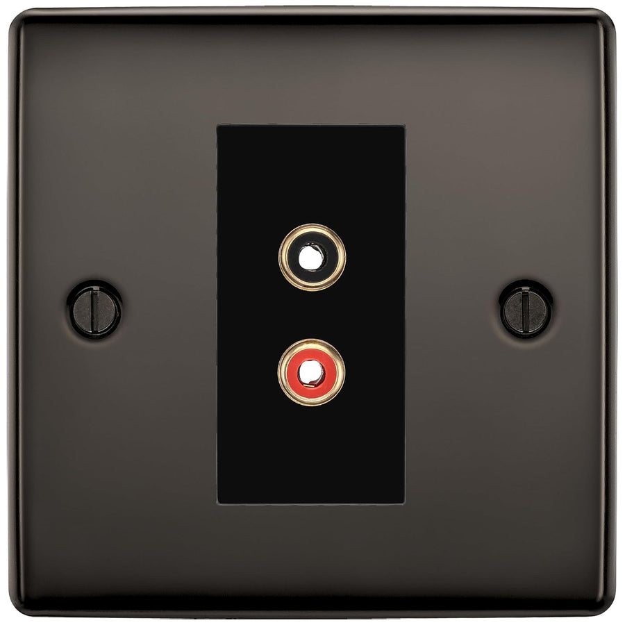 BG Nexus Black Nickel Euro Module RCA X 2 Outlet NBNRCA2B