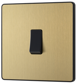 BG Evolve PCDSB13B Satin Brass 1 Gang 20A 16AX Light Switch-Black Insert