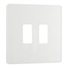 BG Evolve Pearlescent White 2 Gang Light Switch 1x Intermediate 1x 2 Way Custom Grid Switch