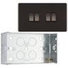 BG Screwless Black Nickel 20A 16AX 2 Way Quadruple Light Switch FBN44 with 35mm Steel Back Box