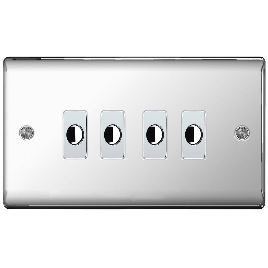 BG Nexus Metal Polished Chrome 4 Gang Flex Outlet Socket