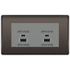 BG Black Nickel 4G Faceplate with 45W USB A+C Charger Modules - Grey Insert