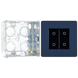 BG Evolve Matt Blue Double Secondary Touch Dimmer Switch PCDDBTDS2B with 35mm Steel Back Box