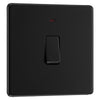BG Screwless Matt Black 1 Gang 20A DP Neon Switch FFB31 with 25mm Steel Back Box