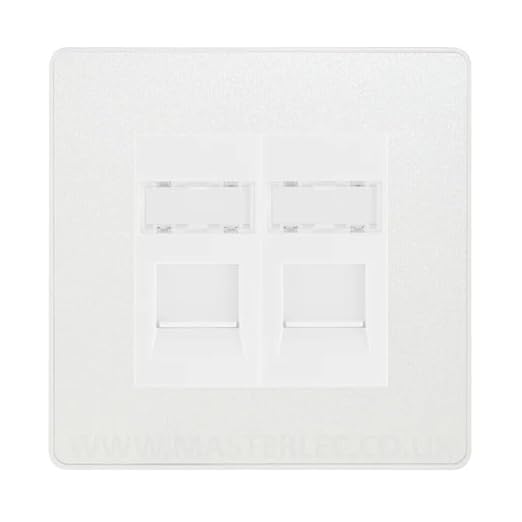 BG Evolve Pearlescent White 2 Gang RJ45 Data Socket PCDCLRJ452W White Inserts