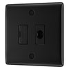 BG Nexus Matt Black 13A Unswitched Spur + Cable Outlet NFB55 with 35mm Steel Back Box