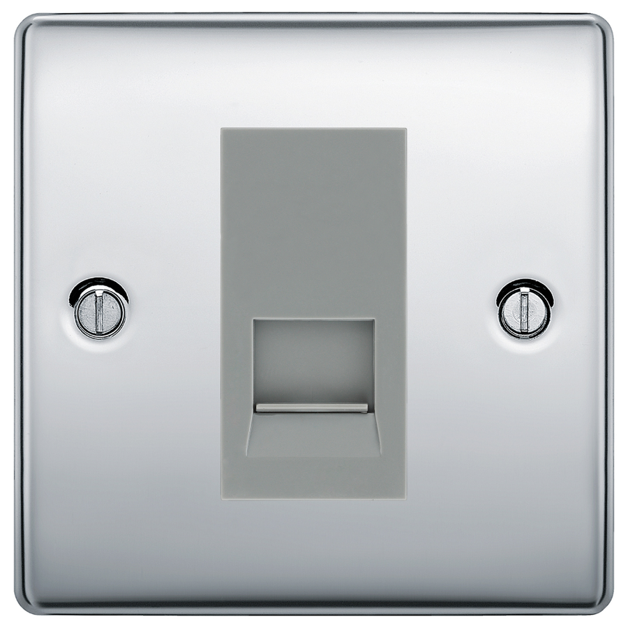 BG Nexus Polished Chrome Single Master Telephone Socket – Grey Insert