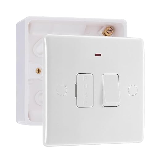 BG Nexus 13A 2 Pole Neon Switched Fused Connection Unit & 32mm Pattress Back Box