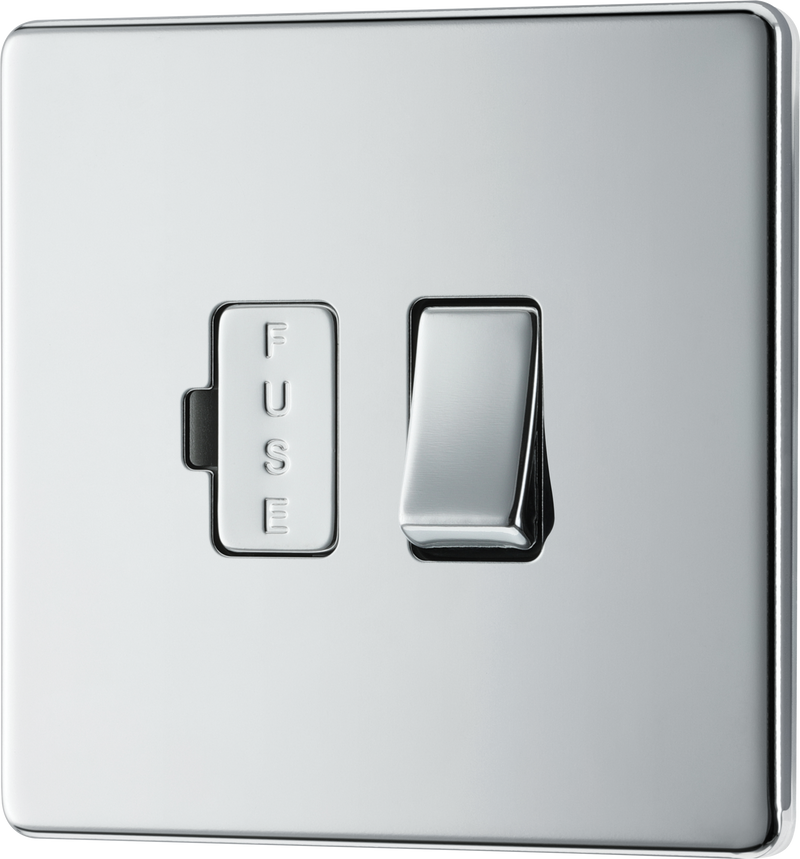 BG Electrical FPC50 Nexus Screwless Flat-Plate Switched Fused Connection Spur Unit Polished Chrome 13A