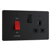 BG Evolve Matt Black 45A Switch 13A Switched Socket Cooker Control Unit PCDMB70B with 35mm Steel Back Box
