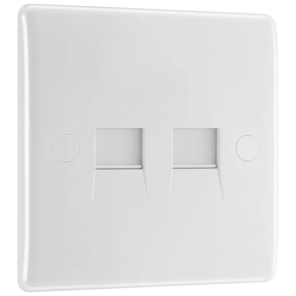 BG 8BTSI/2 Moulded Round Edge | White | 2 Gang Slave Telephone Socket (IDC)