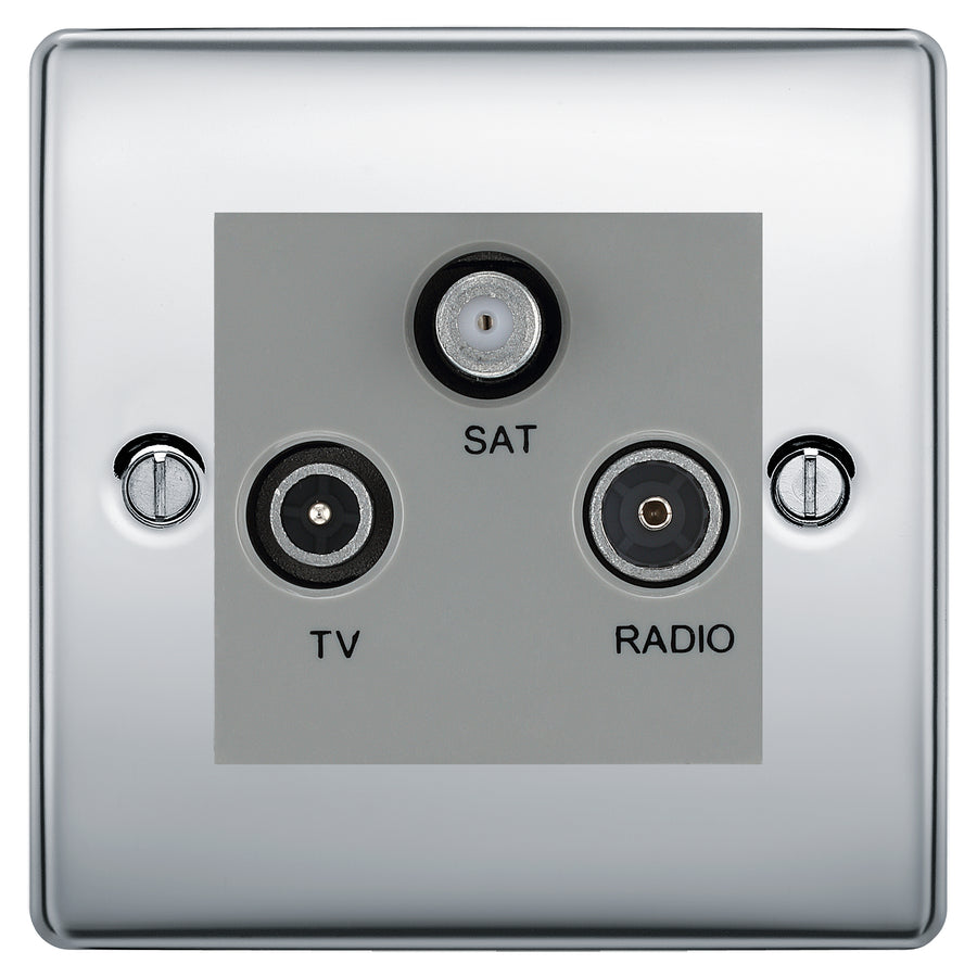 BG Nexus Metal Polished Chrome TV/FM/SAT Socket NPC67G