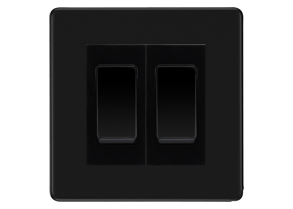 BG Matt Black 2 Gang Intermediate Light Switch Custom Grid – Black ...
