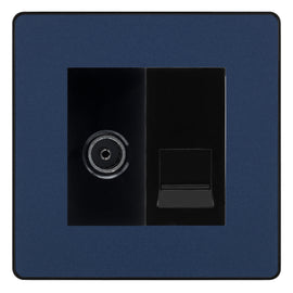 BG Evolve Matt Blue TV Aerial & Secondary Telephone Socket - Black Insert