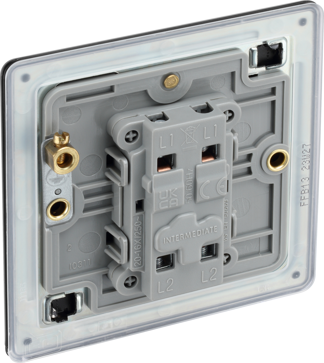 BG Nexus FFB13 Flatplate Screwless Matt Black Intermediate Light Switch ...