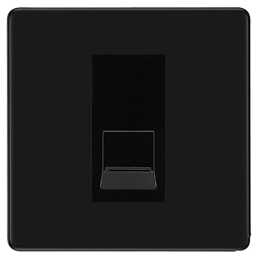 BG Screwless Matt Black Single RJ11 Telephone Socket FFBRJ111 - Black Insert
