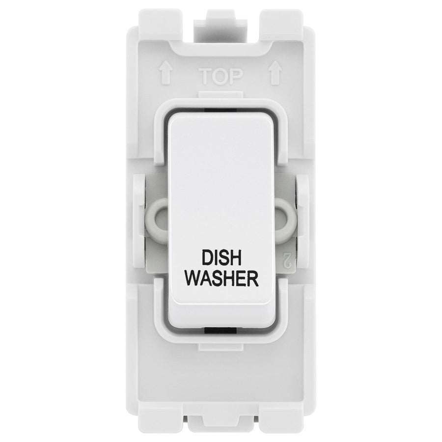BG Evolve White RRDWPCDW 20A DP Appliance Grid Switch Labelled Dish Washer