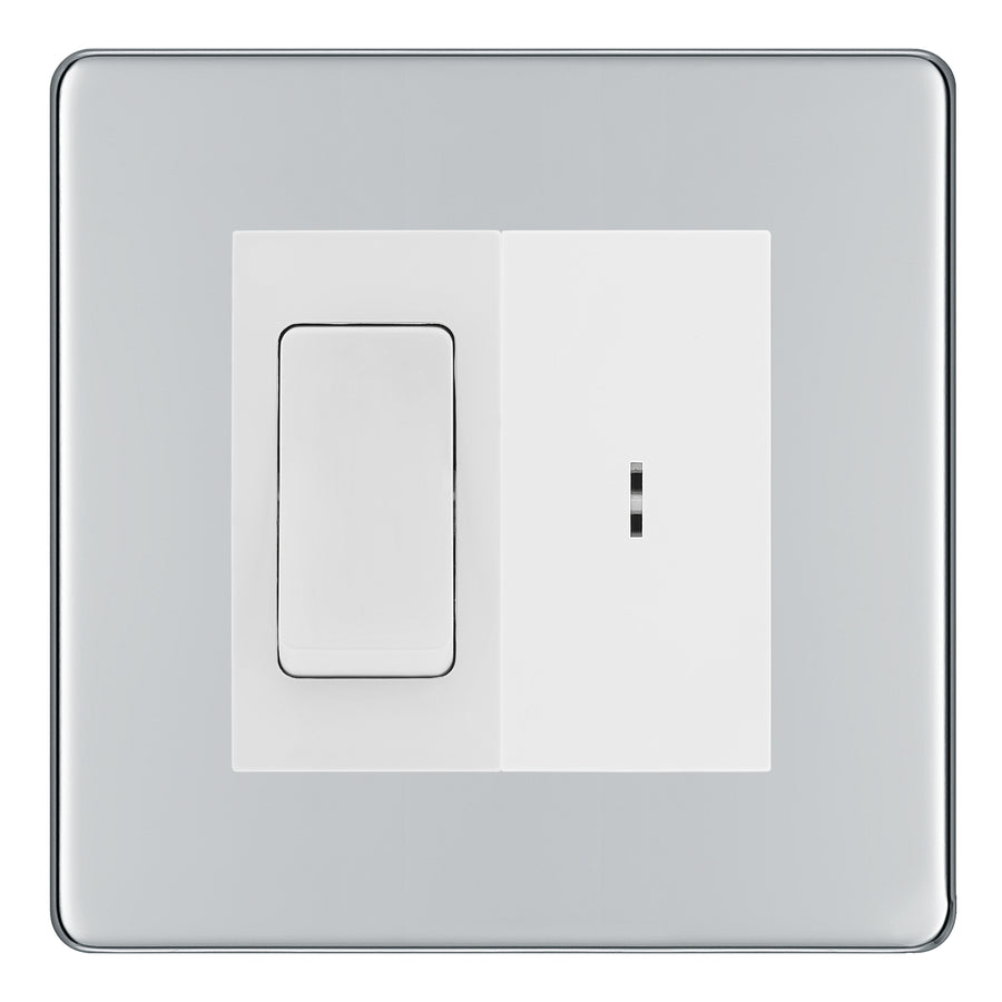 BG Screwless Polished Chrome 20A Secret Key Switch with 20A Double Pole Switch - White Insert